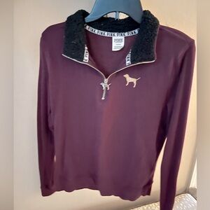 PINK Victoria's Secret Women's Burgundy plum  -Zip Sweatshirt